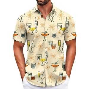 Hawalili Mens XL Short Sleeve Button Down Shirt Cocktail Retro Party TikiNWOT
